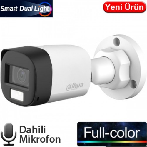 DAHUA B1A21P-U-IL-A 2MP Akıllı Çift Işıklı HDCVI Bullet Kamera(30m IR)Mikrofonlu